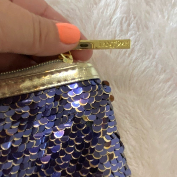 Lancome Blue Sequin Cosmetic Bag NWOT - Picture 6 of 6
